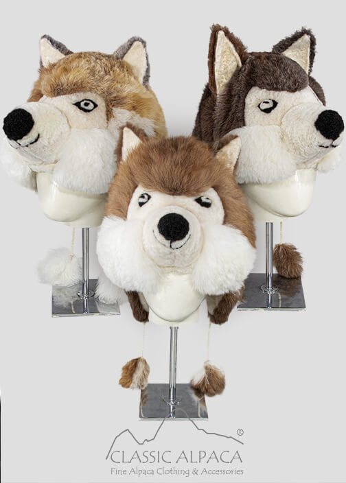 Alpaca Fur Wolf Hat With Ear Flaps