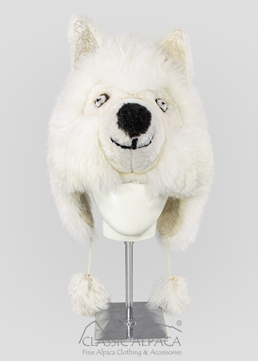 Alpaca Fur Wolf Hat With Ear Flaps