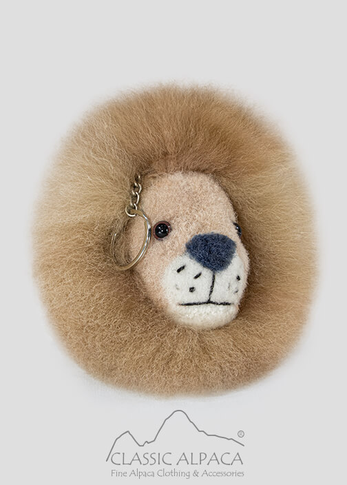 Baby Alpaca Fur - Lion Face Keychain 5 Inches