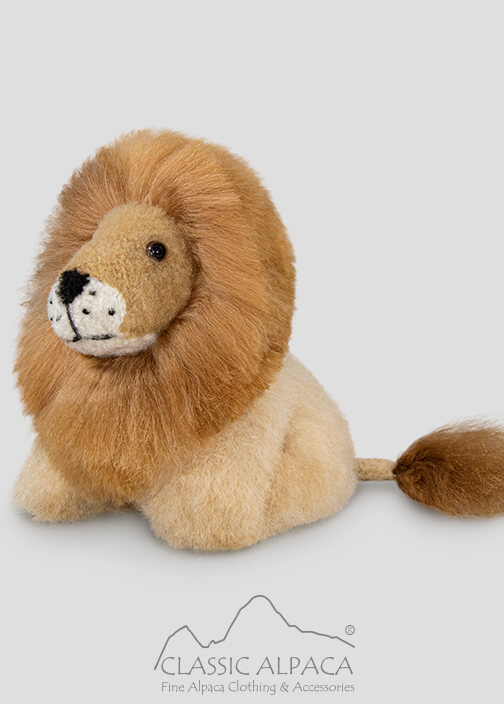 Alpaca Fur-Cushing Lion Ornament 6 Inches