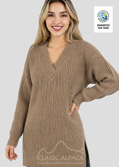 V Neck Brushed Alpaca Sweater