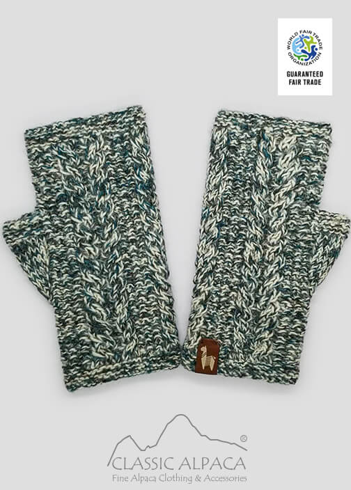 Alpaca Cable Fingerless Gloves