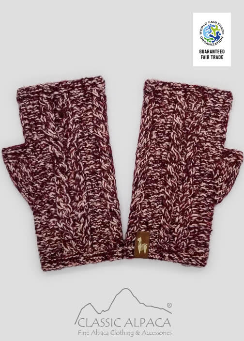 Alpaca Cable Fingerless Gloves