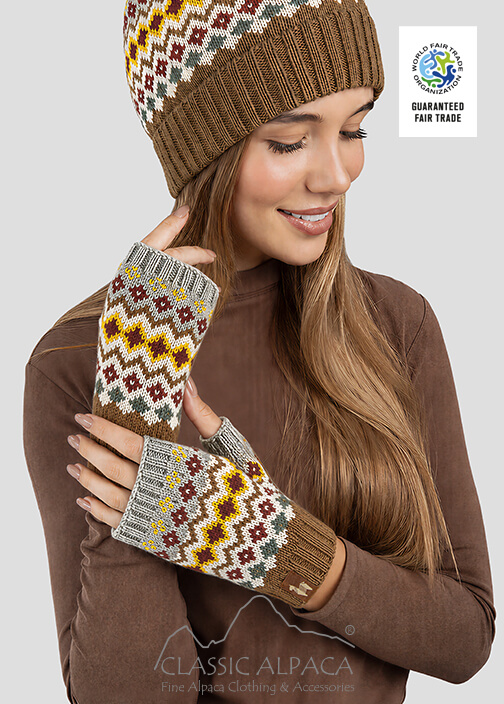 Jordana Alpaca Fingerless Gloves - Fleece Lining