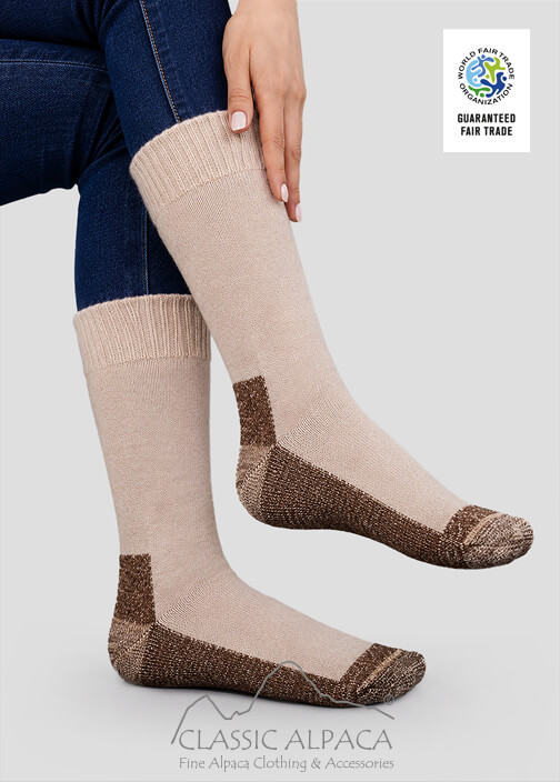 Alpaca Hiker Unisex Socks Wholesale with Full Terry, reinforced pre-heel, heel, sole and toe.