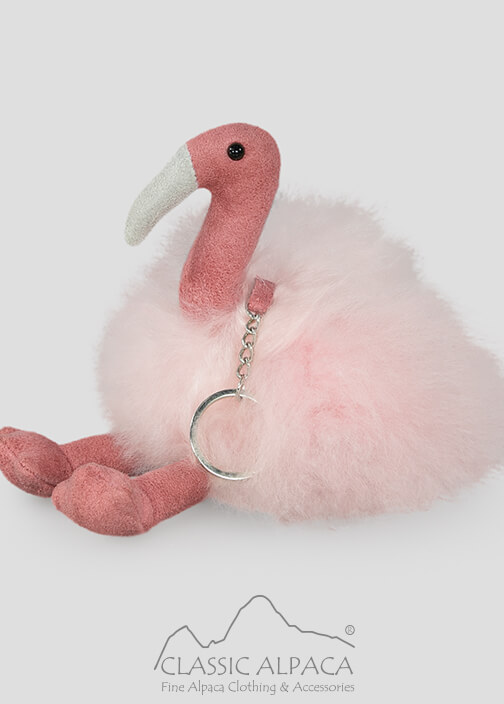 Baby Alpaca Fur - Little Flamingo Keychain 7 Inches