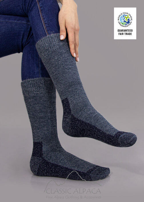 Alpaca Hiker Unisex Socks Wholesale with Full Terry, reinforced pre-heel, heel, sole and toe.