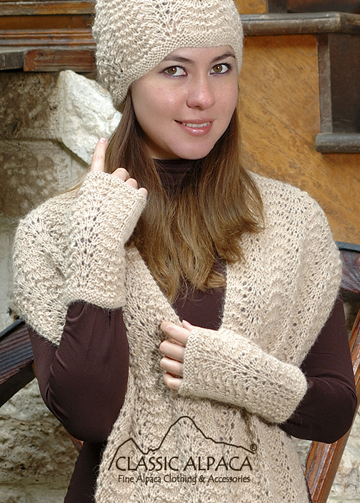 Scallop Lace Alpaca Fingerless Gloves