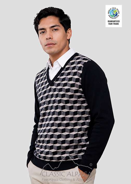 Optical V-Neck Sweater