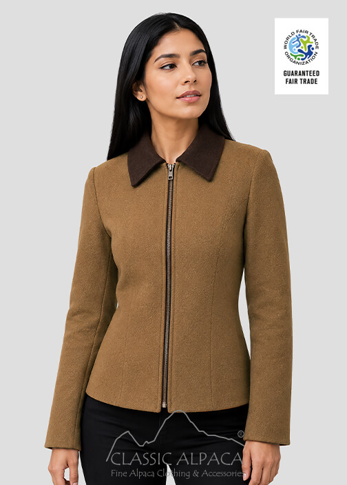 Ladies Reversible Alpaca Fitted Jacket with Zipper