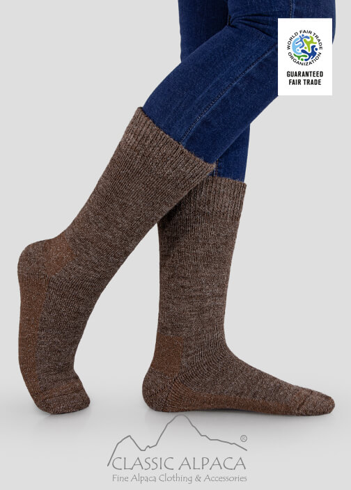 Alpaca Hiker Unisex Socks Wholesale with Full Terry, reinforced pre-heel, heel, sole and toe.