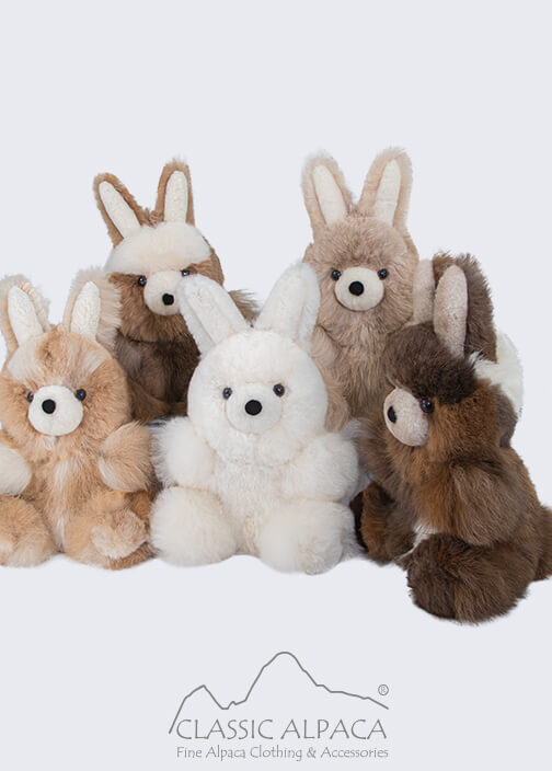 Baby Alpaca Fur - Standing Bunny Ornament 11 inches