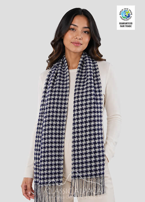 Woven & Brushed Houndstooth Baby Alpaca Scarf