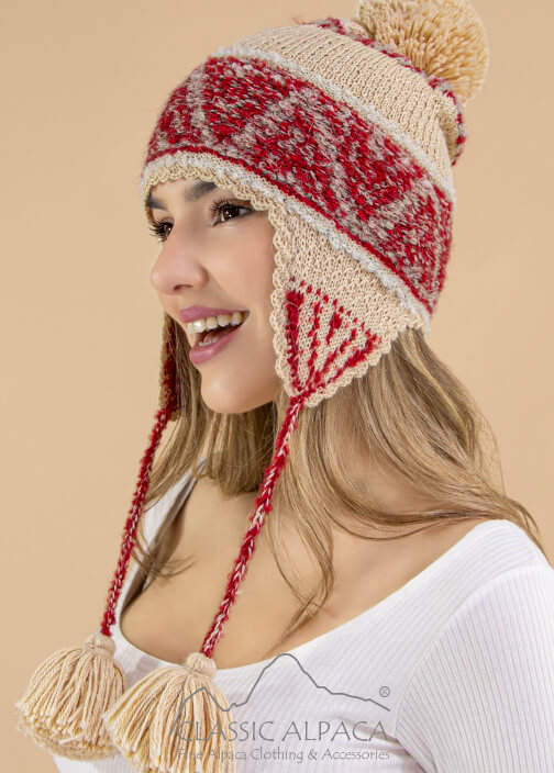 Shipibo Alpaca Boucle Hat with Ear Flaps