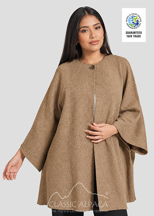 Royal Alpaca Poncho Cape With Pockets