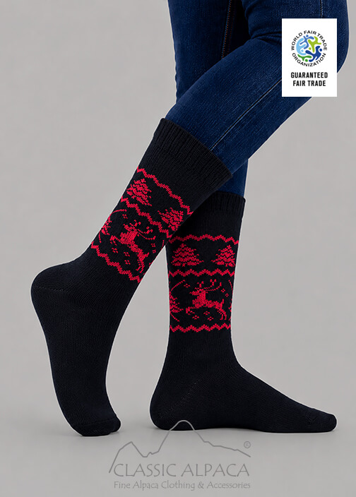 Premium Alpaca Reindeer Socks