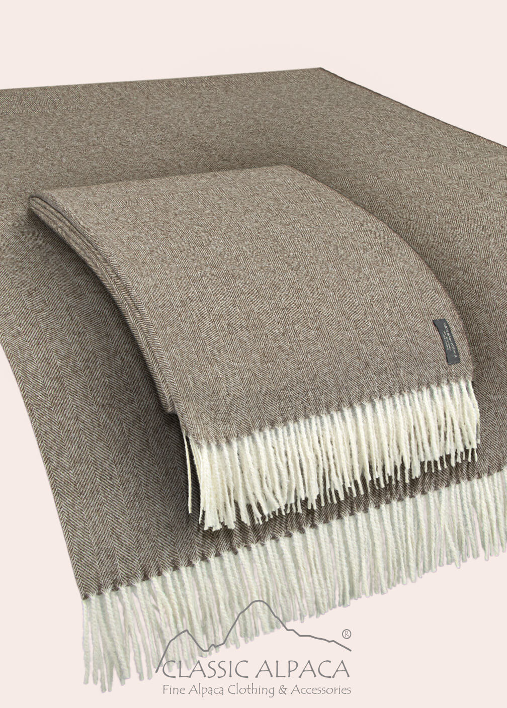 Wholesale Throws Woven & Brushed Herringbone Baby Alpaca Throw