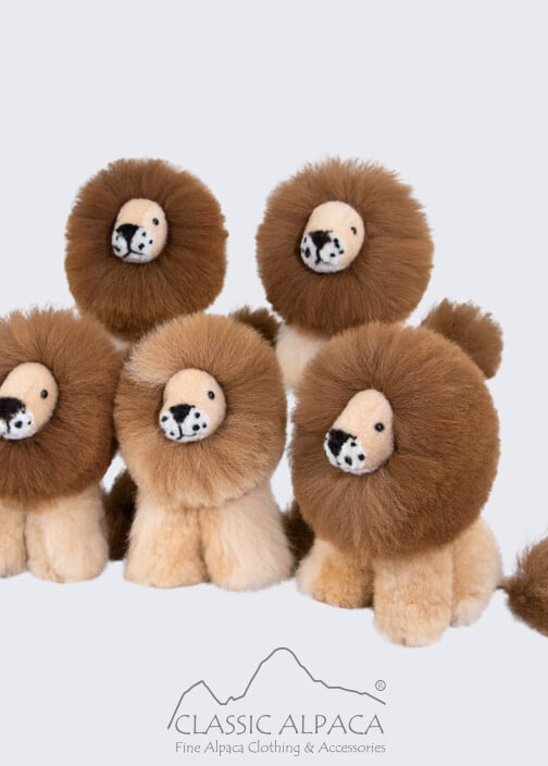 Baby Alpaca Fur-Cushing Lion Ornament 8 inches