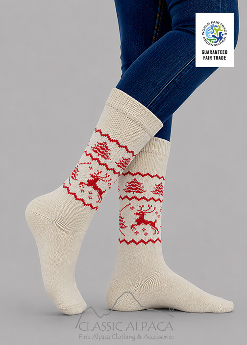 Premium Alpaca Reindeer Socks