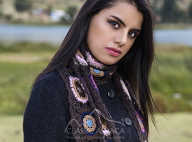 Crocheted Flowers Alpaca Scarf
