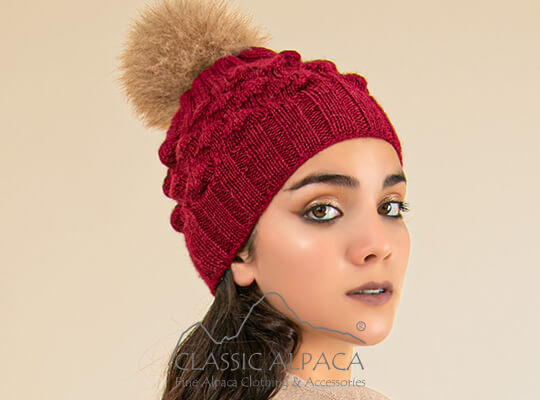 Priscilla Alpaca Fur Pompom Hat