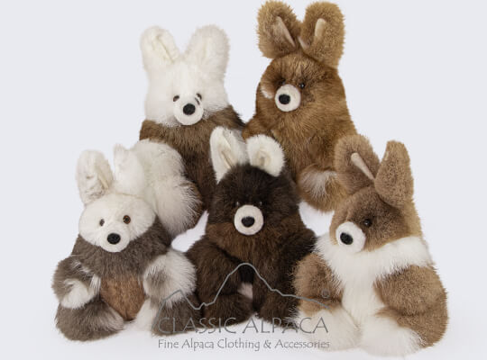 Baby Alpaca Fur- Standing Bunny Ornament 10 inches