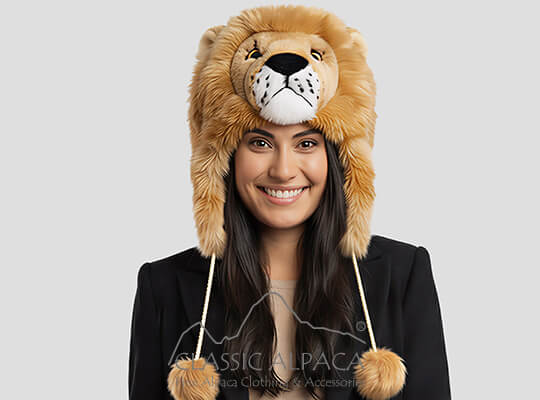 PREMIUM Baby Alpaca Fur - Lion Hat With Ear Flaps