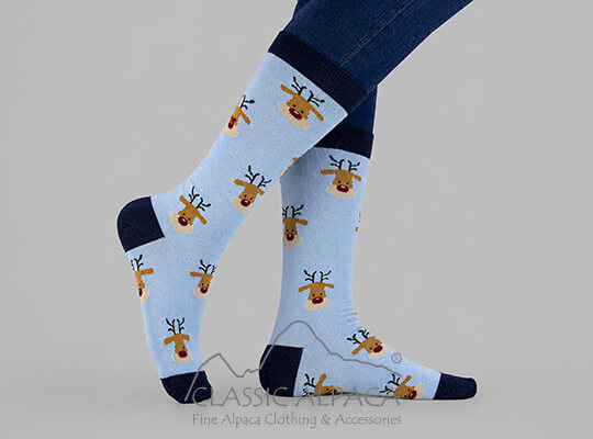 Premium Alpaca Reindeer Holiday Crew Socks