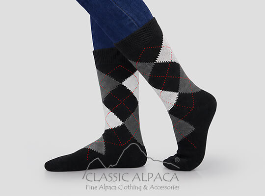 Black Argyle Baby Alpaca Dress Socks