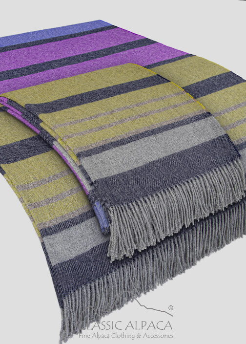 Woven & Brushed Sunset Striped Baby Alpaca Throw