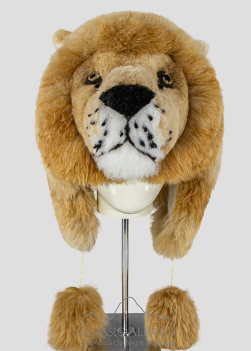 PREMIUM Baby Alpaca Fur Lion Hat With Ear Flaps