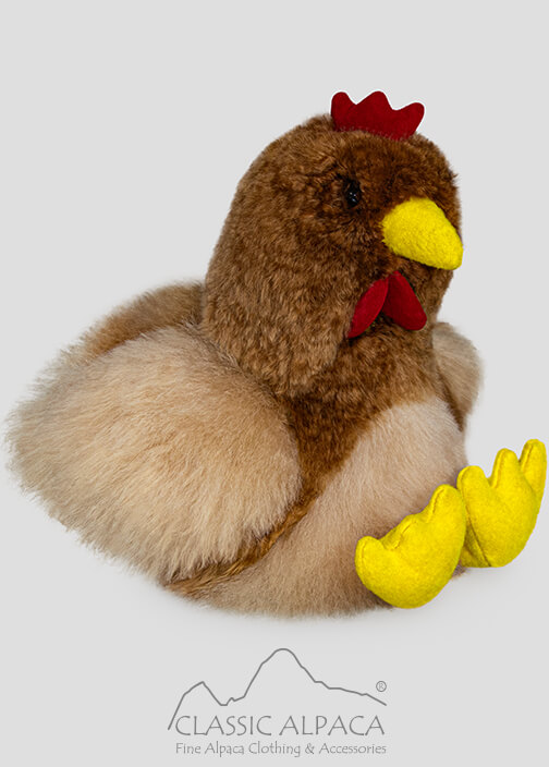 Baby Alpaca Fur - Chicken  Ornament- Yellow Legs 13 Inches - Clearance