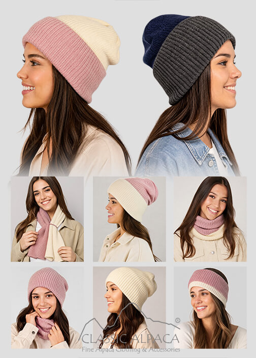 Unisex Multipurpose Baby Alpaca Ribbed Hat