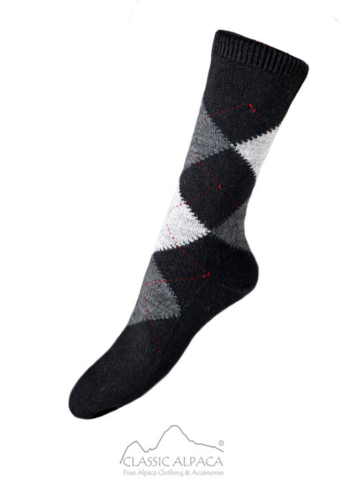 Black Argyle Baby Alpaca Dress Socks