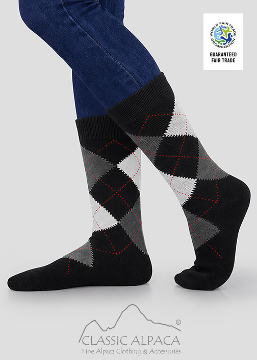 Black Argyle Baby Alpaca Dress Socks